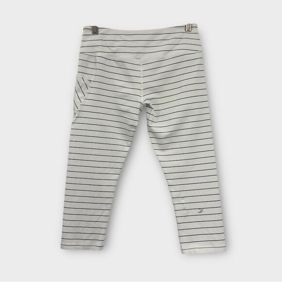 Glyder High Power Pocket Cropped Leggings in White with Black Stripe Women’s S - Picture 3 of 6